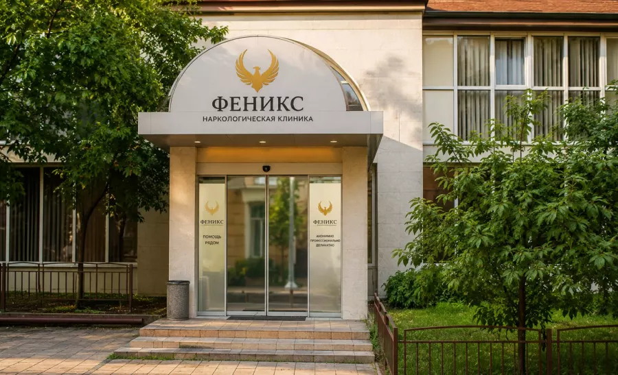 Вход в наркологическую клинику «Феникс» в Пустошке